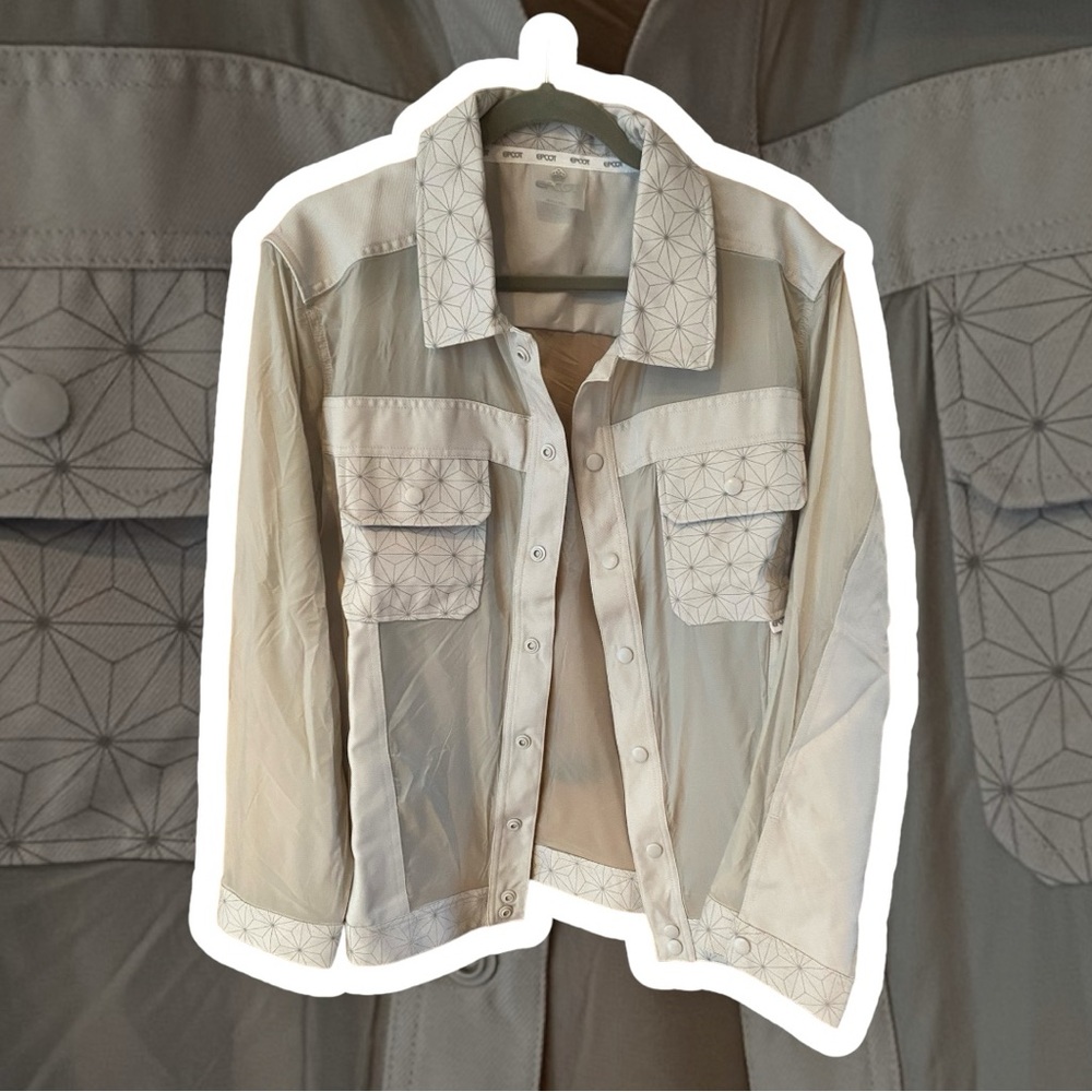 Disney NWT Ecpot Spaceship Earth Gray Clear Shirt Jacket